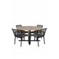 Cruz Dining Table - Black Steel / Acacia (teak look) ø140cm, Dallas Dining Chair