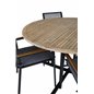 Cruz Dining Table - Black Steel / Acacia (teak look) ø140cm, Dallas Dining Chair