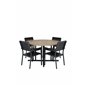 Cruz Dining Table - Black Steel / Acacia (teak look) ø140cm, Levels Chair