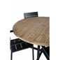 Cruz Dining Table - Black Steel / Acacia (teak look) ø140cm, Levels Chair