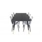 Dipp Dining Table - 180*90cm - Black / Black Brass, Polar Diamond Dining Chair - Black Legs - Grey Velvet_6