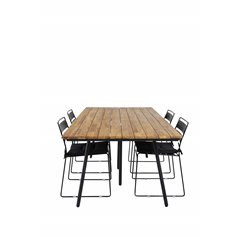 Chan Dining Table - Black Steel / Acacia - 200cm+Lina Päivällinen - Black_4