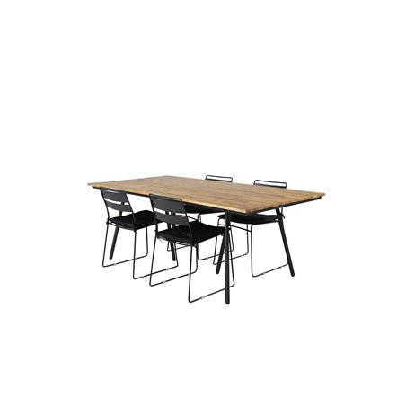 Chan Dining Table - Black Steel / Acacia - 200cm+Lina Päivällinen - Black_4