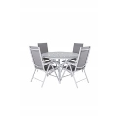 Alma Dining Table - White Alu - ø120cm, Break 5:pos Valkoinen/Grey_4