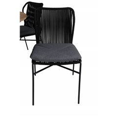 Mexico Table ø 140 - Black/Teak, Julian Dining Chair - Black Steel / Black Rope (stackable)_4