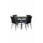 SanTorini Matbord ø 100 - musta alu / harmaa lasi, Julian Dining Chair - Black Steel / Black Rope 4 4 4