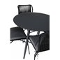 SanTorini Matbord ø 100 - musta alu / harmaa lasi, Julian Dining Chair - Black Steel / Black Rope 4 4 4