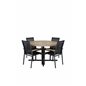 Cruz Dining Table - Black Steel / Acacia (teak look) ø140cm, Texas Chair - Black/Teak_4