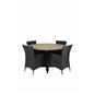 Cruz Dining Table - Black Steel / Acacia (teak look) ø140cm, Knick Armchair