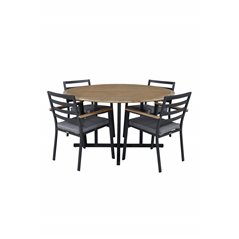 Cruz Dining - Black Steel / Acacia (teak look) ø140cm, Brasilia Carmstol