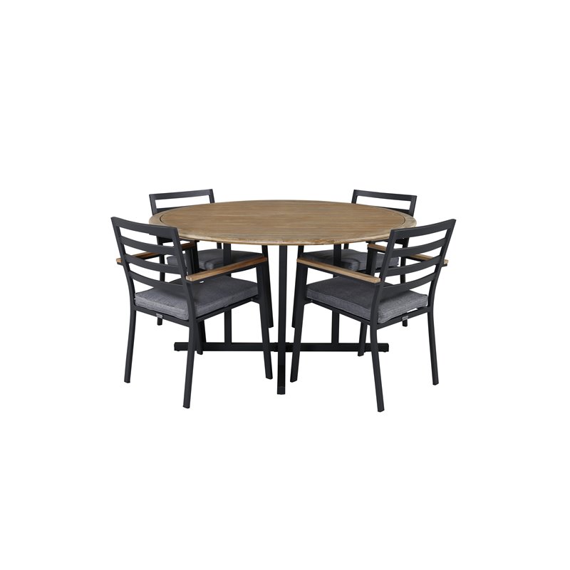 Cruz Dining - Black Steel / Acacia (teak look) ø140cm, Brasilia Carmstol