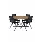 Cruz Dining Table - Black Steel / Acacia (teak look) ø140cm, Alina Dining Chair - Black Alu / Black Textilene_4