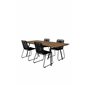 Chan Dining Table - Black Steel / Acacia - Lindos Stacking Chair - Black Alu / Black Rope