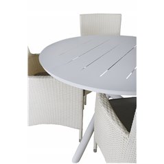 Alma Dining Table - White Alu - ø120cm, Malin Carmstol Dyna - valkoinen / harmaa dyna