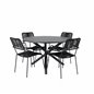 Alma Dining Table - Black Alu - ø120cm, Lindos Armchair - Black Alu / Black Rope