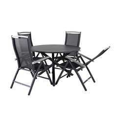 Alma Dining Table - Black Alu - ø120cm, Albany 5:pos Chair  - Black/Black_4