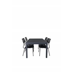 Marbella Table 160/240 - Black/Black, Nicke Dining chair w, armrest - Black Steel_4