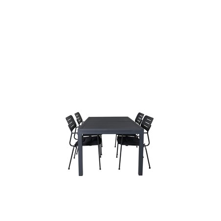 Marbella Table 160/240 - Black/Black, Nicke Dining chair w, armrest - Black Steel_4