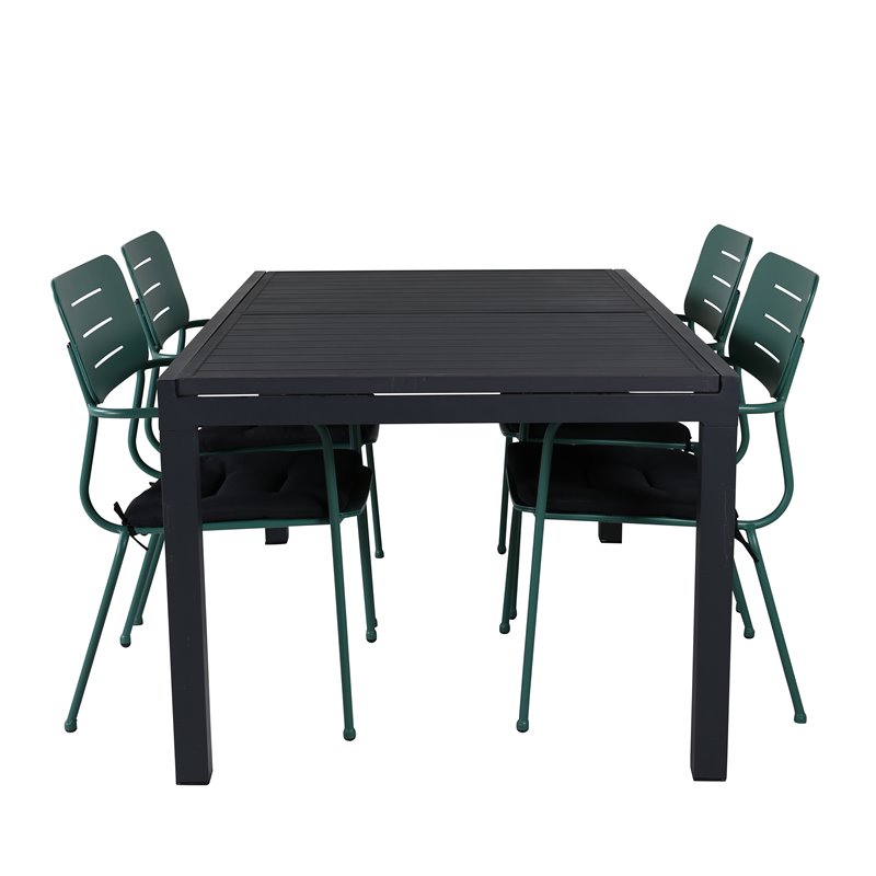 Marbella Bord 160/240 - Sort / Sort, Nicke Spisestuestol m, armlæn - Green Steel_4