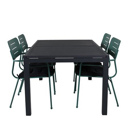 Marbella Table 160/240 - Black/Black, Nicke Dining chair w, armrest - Green Steel_4