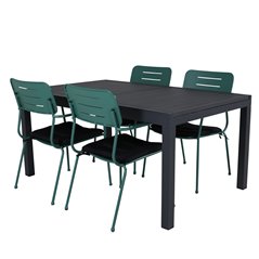 Marbella Table 160/240 - Black/Black, Nicke Dining chair w, armrest - Green Steel_4