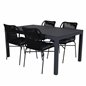 Marbella-pöytä 160/240 - Black/Black, Julian Dining Chair - Black Steel / Black Rope 4 4 4