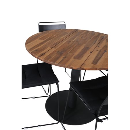 Cot Dining Table - Black Steel / Acacia (teaklook) Päivällinen - Black_4