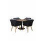 Cot Dining Table - Black Steel / Acacia (teaklook) - ø100cm+Chania Armchair