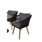 Cot Dining Table - Black Steel / Acacia (teaklook) - ø100cm+Chania Armchair