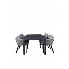 Marbella Table 160/240 - Black/Black, Virya Dining Chair - BLACK Alu / Grey cushion _4