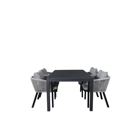 Marbella Table 160/240 - Black/Black, Virya Dining Chair - BLACK Alu / Grey cushion _4