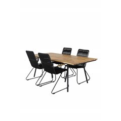 Chan Dining Table - Black Steel / Acacia Bois Armchair: Black Alu / Black Rope / Acacia