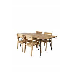 Chan Dining Table - Black Steel / Acacia (teak look) - 200cm+Marion Stackable Armchair - Acacia_4