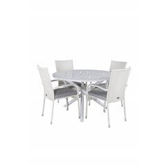 Alma Dining Table - White Alu - ø120cm, Anna Chair Valkoinen 4