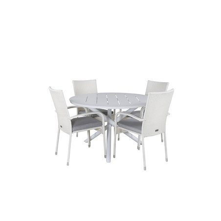 Alma Dining Table - White Alu - ø120cm, Anna Chair Valkoinen 4