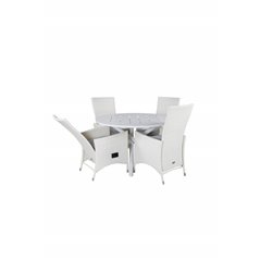 Alma Dining Table - White Alu - ø120cm, Padova Chair (Recliner) - White/Grey_4