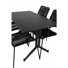 Way - Café Table - Black / Black 120*70cm, Lindos Armchair - Black Alu / Black Rope_4