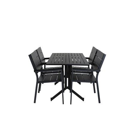 Way - Café Table - Black / Black 120*70cm, Levels Chair (stackable) - Black Alu / Black Aintwood_4