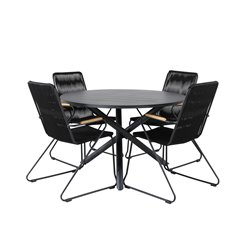 Alma Dining Table - Black Alu - ø120cm, Bois Armchair - Black Alu / Black Rope / Acacia_4