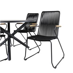 Alma Dining Table - Black Alu - ø120cm, Bois Armchair - Black Alu / Black Rope / Acacia_4