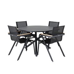 Alma Dining Table - Black Alu - ø120cm, Meksikon tuoli Black/Teak_4