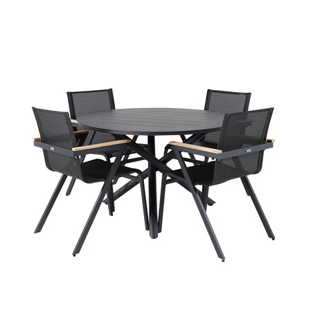 Alma Dining Table - Black Alu - ø120cm, Meksikon tuoli Black/Teak_4