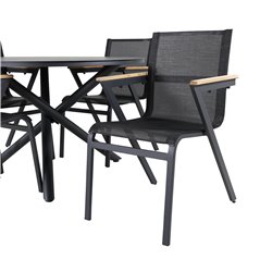 Alma Dining Table - Black Alu - ø120cm, Meksikon tuoli Black/Teak_4