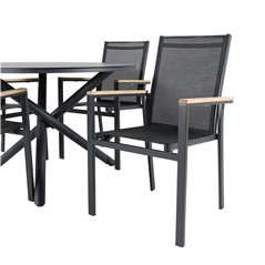 Alma Dining Table - Black Alu - ø120cm, Texas Chair  - Black/Teak_4