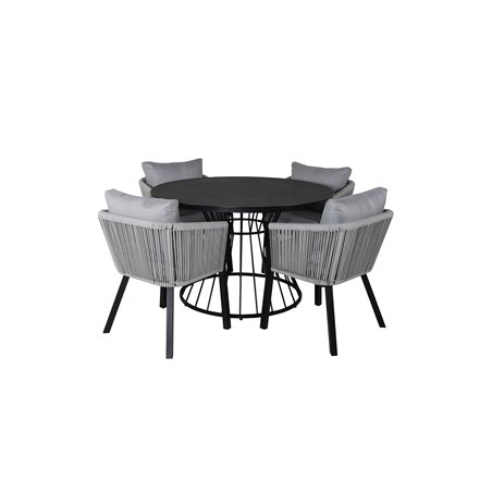 Tropea Dining Table - Black Steel / Grey Spray Glass, Virya Dining Chair - BLACK Alu / Grey cushion  _4