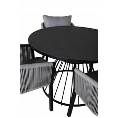 Tropea Dining Table - Black Steel / Grey Spray Glass, Virya Dining Chair - BLACK Alu / Grey cushion  _4