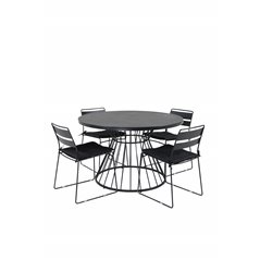 Tropea Dining Table - Black Steel / Grey Spray Glass, Lina Dining Chair - Black_4