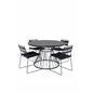 Tropea Dining Table - Black Steel / Grey Spray Glass, Lina Dining Tuoli