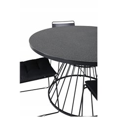 Tropea Dining Table - Black Steel / Grey Spray Glass, Lina Dining Chair - Black_4