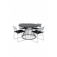 Tropea Dining Table - Black Steel / Grey Spray Glass, Lina Dining Chair - Grey_4